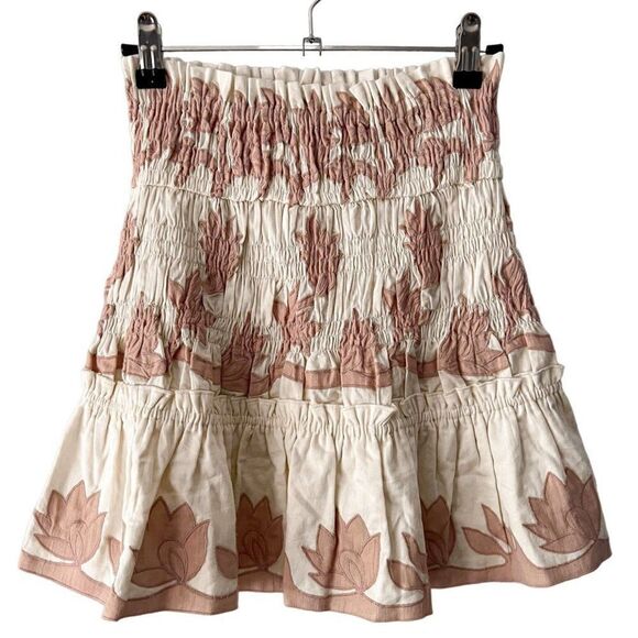 Free People Llani Applique Set, Mini Skirt Crop Top + Floral Skirt 2 Pieces NEW! - Picture 6 of 8